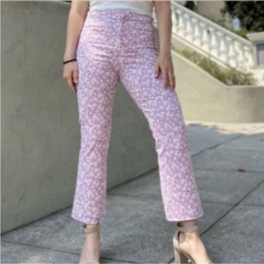 NWT‎ Zara Daisy Cropped Mini Flare Pants Lavender Purple Size Large
